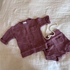 Jamie Kay Dusty Rose Waffle Knit Baby Top & Shorts Set